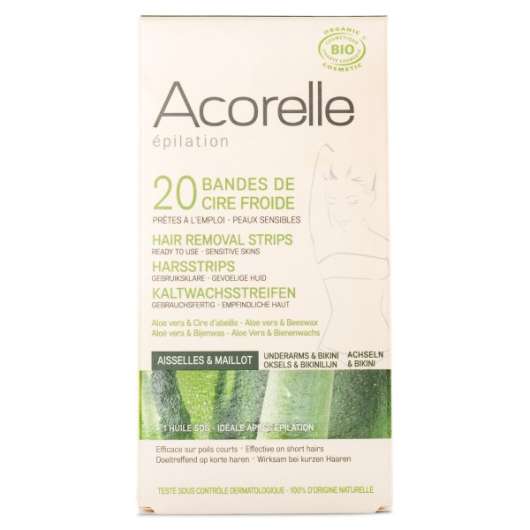 Acorelle Hair Removal Strips, 20 strips, Bikini & Underarms