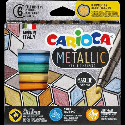 Carioca Metalliska Maxifiberpennor 6-pack