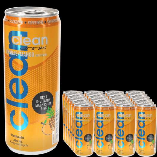 Clean Drink Energidryck Ananas Mango Koffeinfri 24-pack