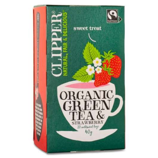 Clipper Green Tea Strawberry EKO, 20 påsar