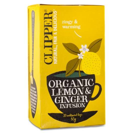 Clipper Tea Lemon & Ginger Infusion EKO, 20 påsar