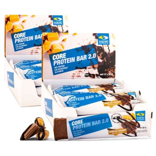 Core Protein Bar 2.0, Choklad/Jordnöt, 24-pack