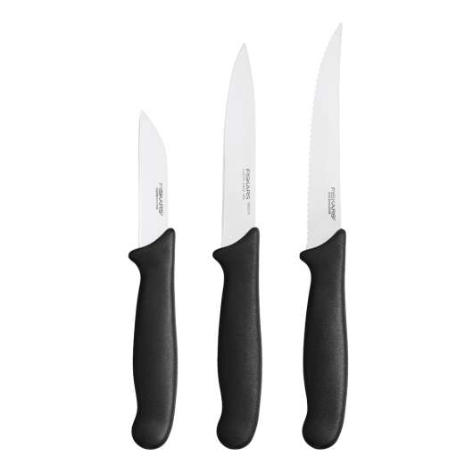Fiskars - Essential Grönsaksknivset 3 delar svart