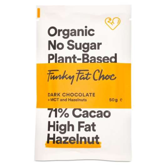 Funky Fat Foods Choklad, Hasselnöt, 50 g