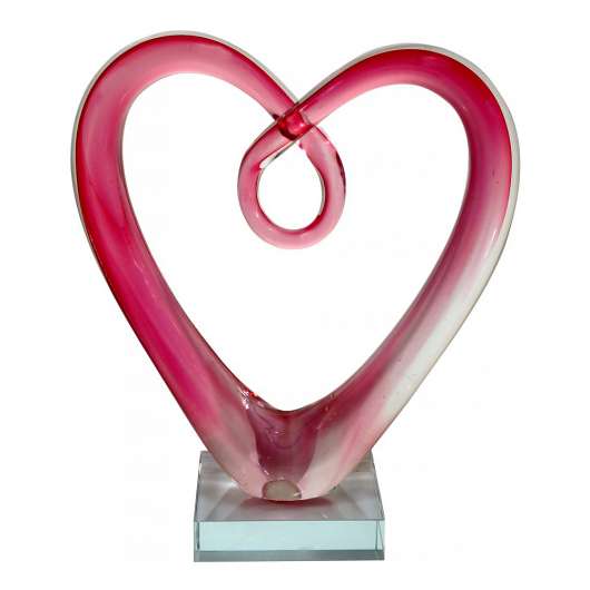 Glasskulptur Hjärta 18,5 cm Rosa
