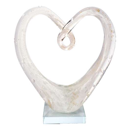 Glasskulptur Hjärta 18,5 cm Vit