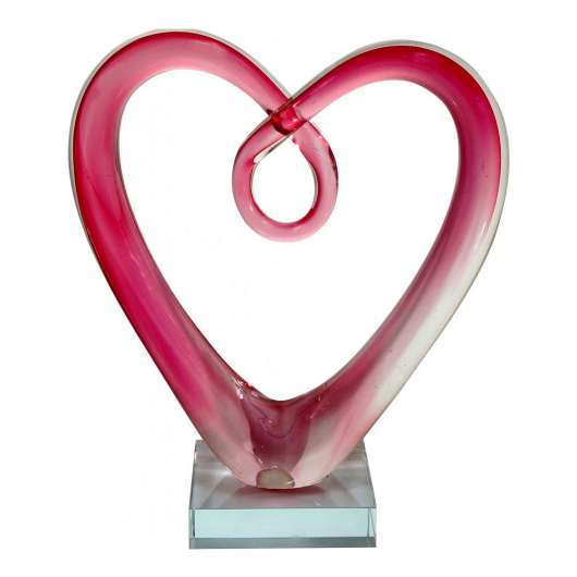 Glasskulptur Hjärta 28 cm Rosa