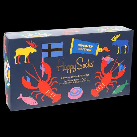 Happy Socks Strumpor 3-Pack Swedish Edition Gift Set 36-40