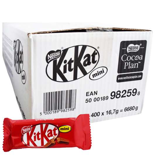 Hel Låda Godis "Kitkat Mini" 400 x 16,7g - 50% rabatt
