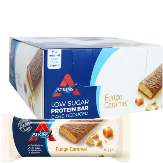 Hel Låda Proteinbars "Fudge Caramel" 16 x 60g - 50% rabatt