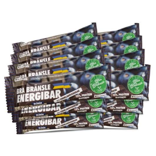 Helt Ärligt Bra Bränsle Energibar Blåbär med chokladöverdrag 12-pack