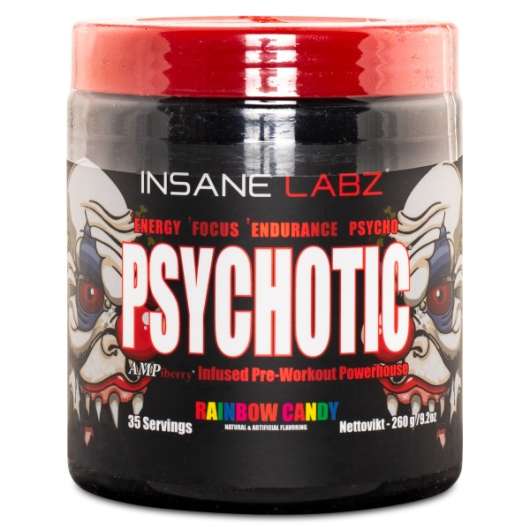 Insane Labz Psychotic Pre-Workout, Rainbow Candy, 219 g