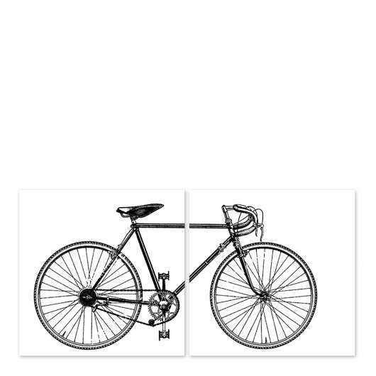 Kakeldekor Cykel 15x15 cm 2-pack Vit