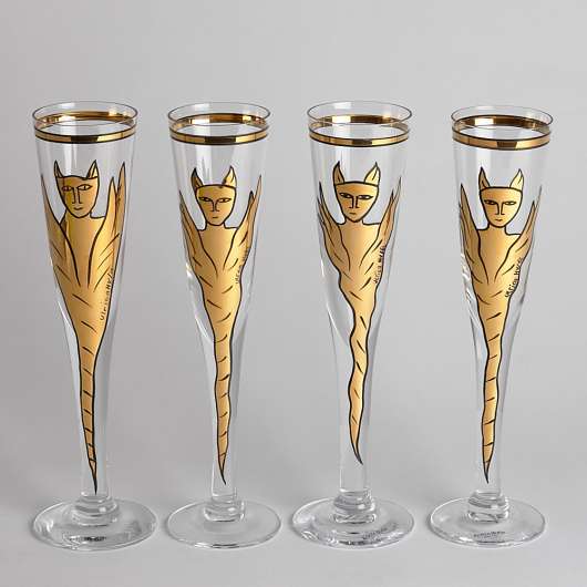 Kosta Boda - Champagneglas "Goldie" Ulrica Hydman Vallien 4 st