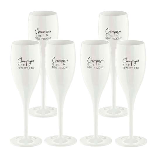 Koziol - Cheers Champagneglas med text 6-pack Champagne is the new medicine