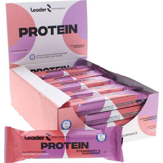 Leader Proteinbar Jordgubb Hallon 24-pack