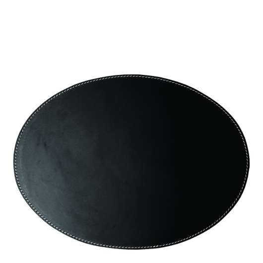 Leather Tablett Oval 34x47 cm Svart