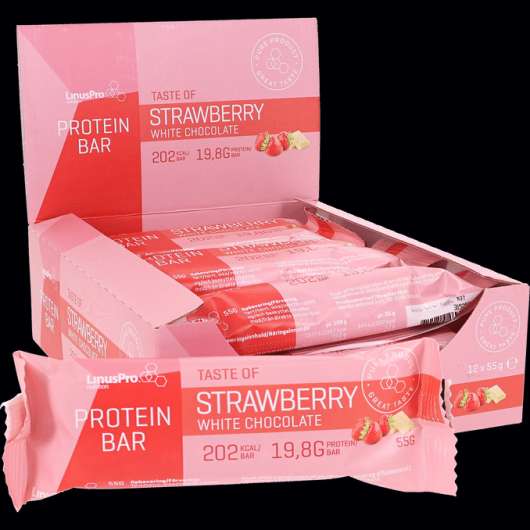 LinusPro Protein Bar Strawberry Vit Choklad 12-pack