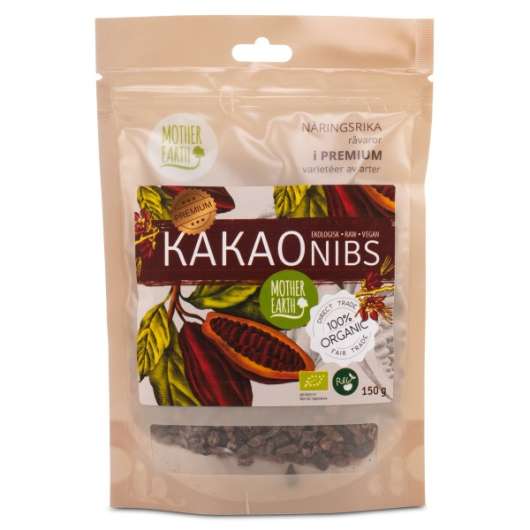 Mother Earth Kakaonibs Pangoa Premium RAW & EKO, 150 g