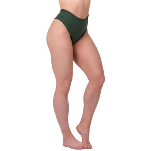 NEBBIA High Waist Bikini Bottom, S, Dark Green