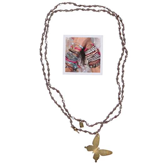 Necklace Drop Crystal Butterfly Grey - 51% rabatt