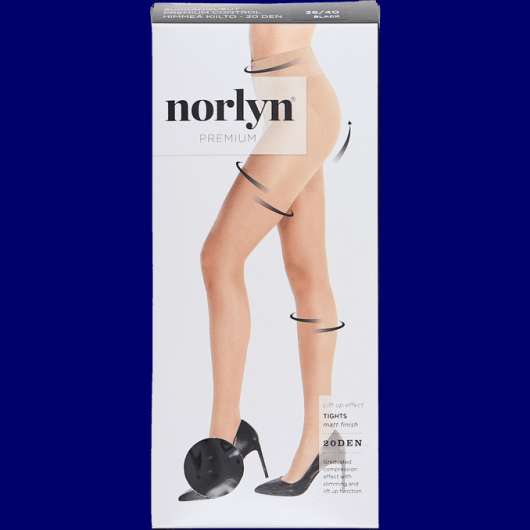 Norlyn Premium Control 20 Den Tights Black Stl 36-40 5-pack