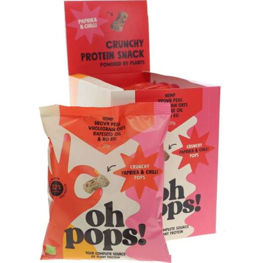 Ohpops! Låda Planbaserade Protein Snacks Chili & Paprika