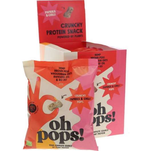 Ohpops! Låda Plantbaserade Protein Snacks Chili & Paprika