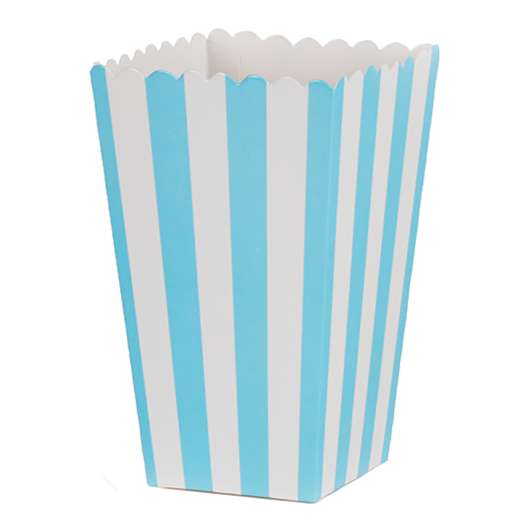 Popcornbox ljusblå ränder 6-pack