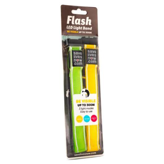 Savelivesnow Flash LED Light Band 2-pack Green/Yellow