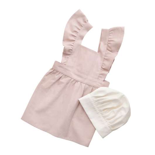 Sebra - Förkläde med volang + Kockmössa Dusty Pink