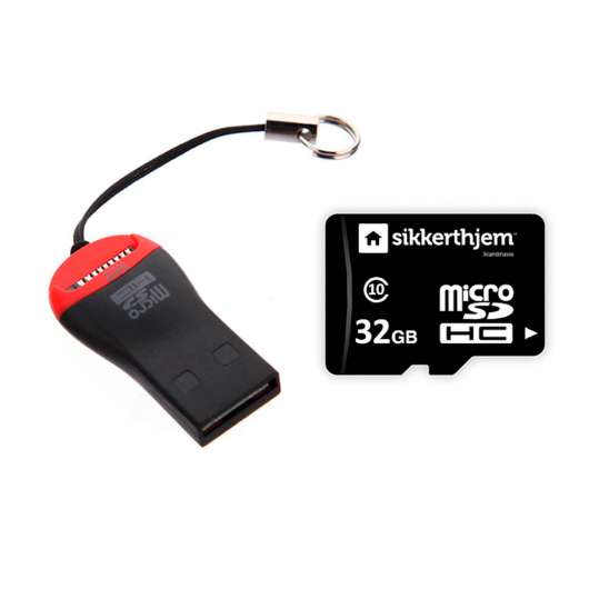 Sikkerthjem 32GB microSD Klass 10 + USB-ad