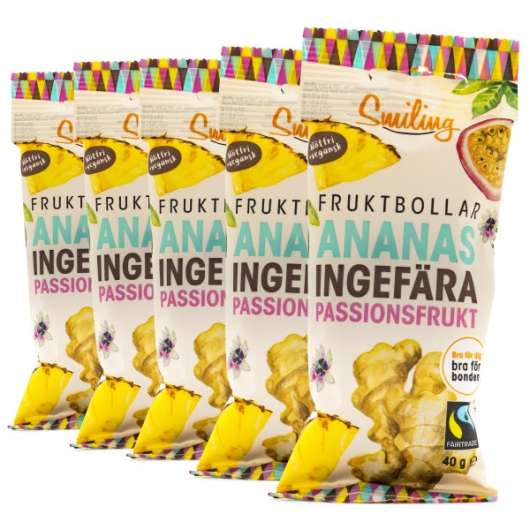 Smiling Fruktbollar Ananas/Ingefära Fairtrade 5-pack