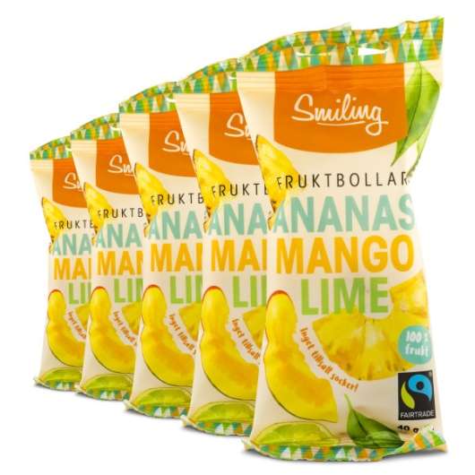 Smiling Fruktbollar Mango/Ananas/Lime Fairtrade 5-pack