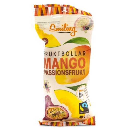 Smiling Fruktbollar Mango/Passion Fairtrade, 40 g
