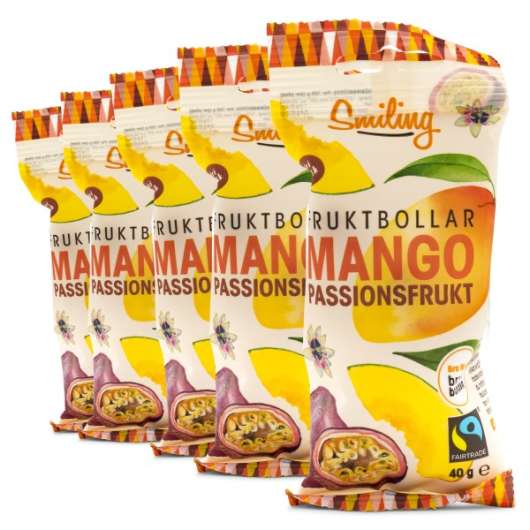 Smiling Fruktbollar Mango/Passion Fairtrade 5-pack