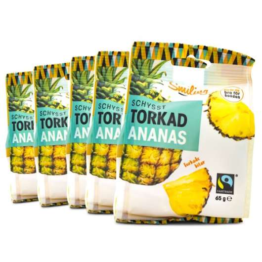 Smiling Torkad Ananas Fairtrade 5-pack