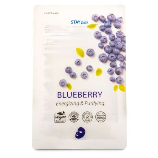 StayWell Vegan Sheet Mask, 1 st, Blueberry