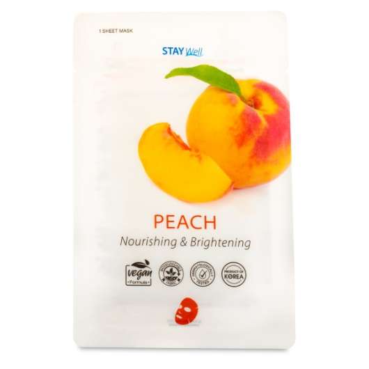 StayWell Vegan Sheet Mask, 1 st, Peach