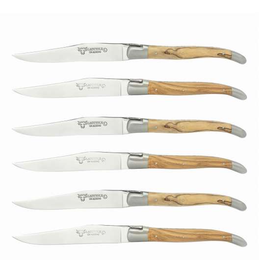 Stekkniv 6-pack Olivträ/Rostfri