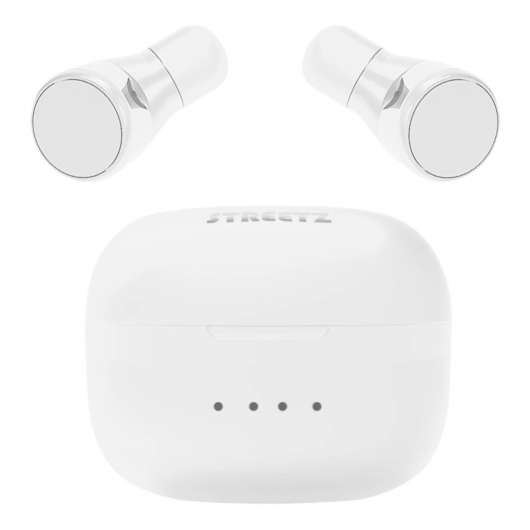 T200 True Wireless in-ear, dual earbuds, charge case, white