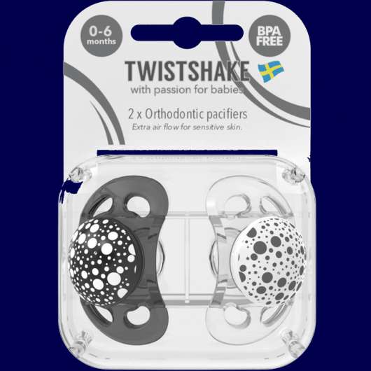 TwistShake 2 x Nappar 0-6 Månader Svart Vit 2-pack