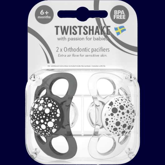 TwistShake 2 x Nappar Från 6 Månader Svart Vit 2-pack