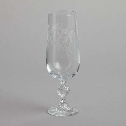 Vintage - Champagneglas med gravyr 5 st