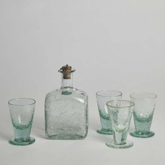 Vintage - SÅLD Karaff och 4 st Snapsglas, Skansens Glas