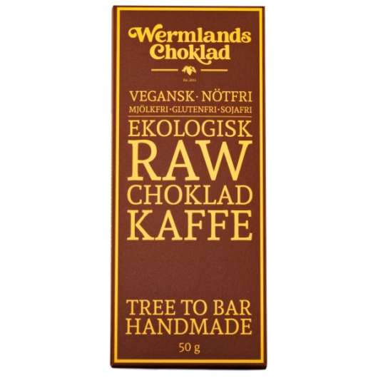 WermlandsChoklad Rawchoklad EKO, 50 g, Kaffe