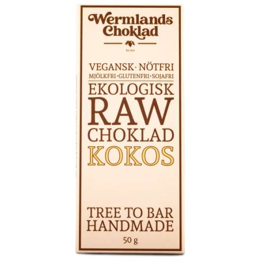 WermlandsChoklad Rawchoklad EKO, 50 g, Kokos